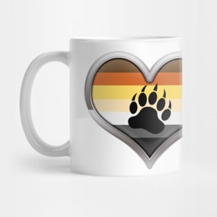 Large Gay Bear Pride Flag Colored Heart with Chrome Frame Mug